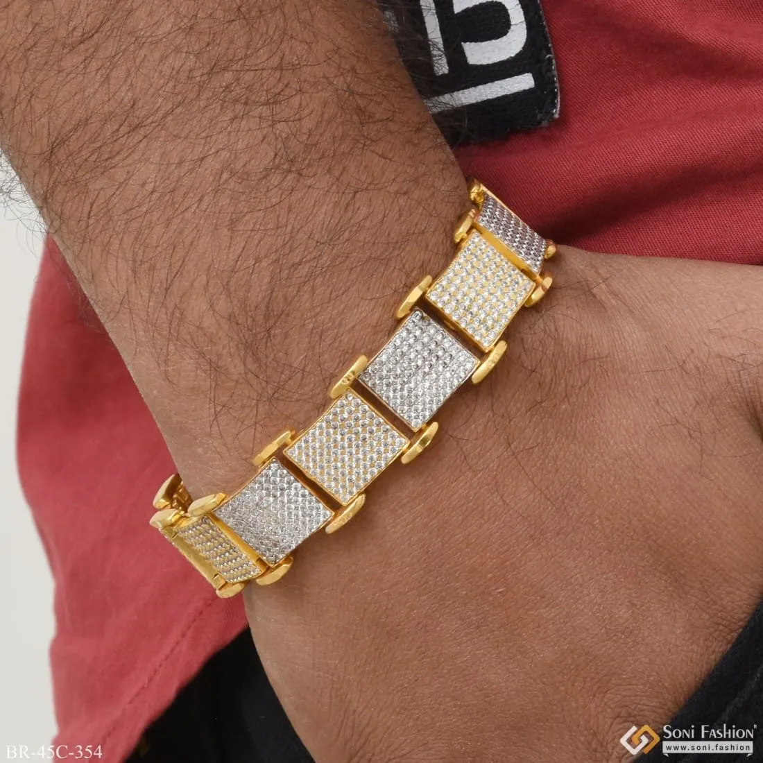 1 Gram Gold Forming Decorative Design Best Quality Bracelet For Men - Style C354