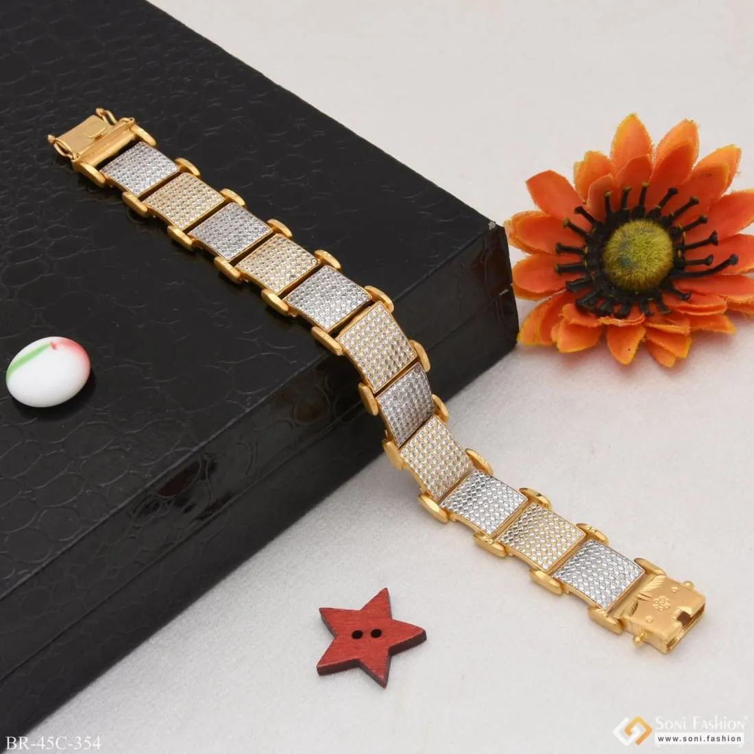 1 Gram Gold Forming Decorative Design Best Quality Bracelet For Men - Style C354