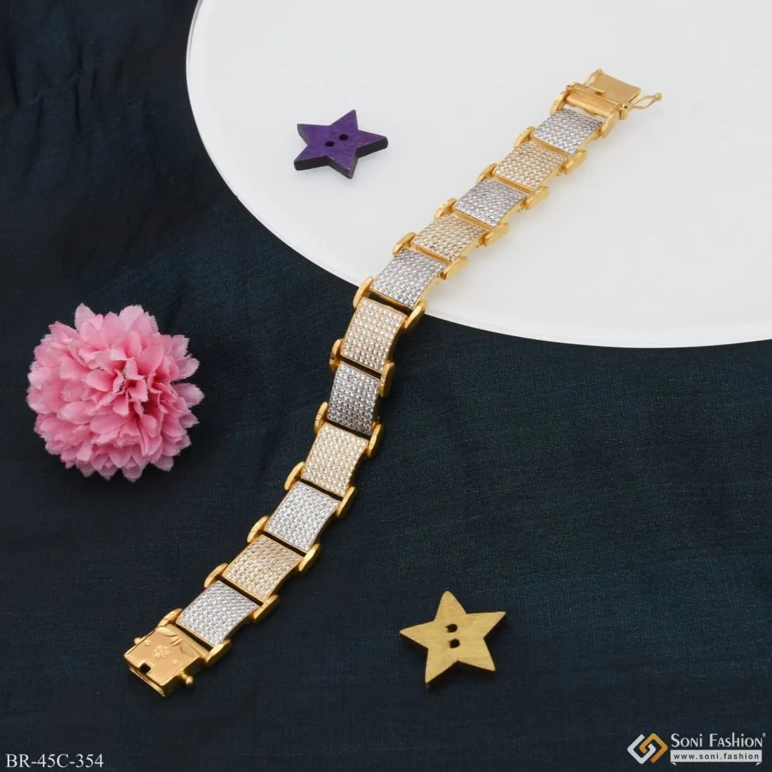1 Gram Gold Forming Decorative Design Best Quality Bracelet For Men - Style C354