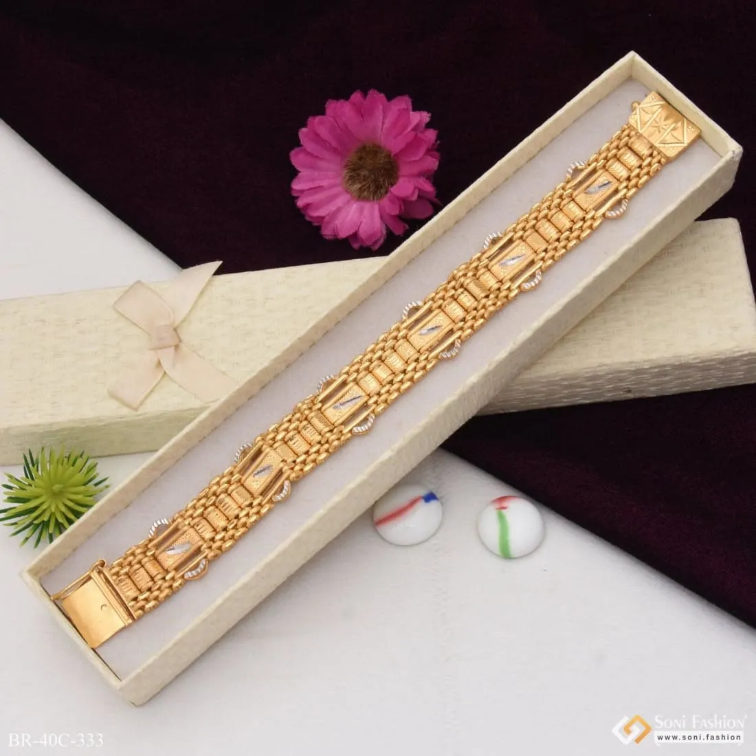 1 Gram Gold Forming Lovely Design High-Quality Bracelet for Men - Style C333
