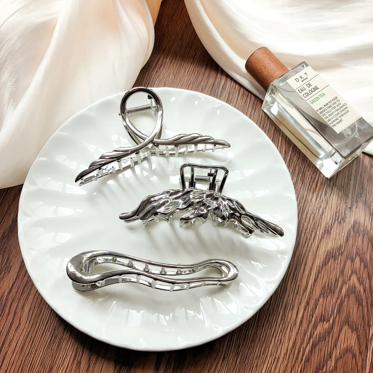 11.5cm Jumbo Metal Hair Clamp Ins Style Vintage Gold Plated Bow Knot Feather Barrette Alloy Hair Claw Accessories For Thick Hair