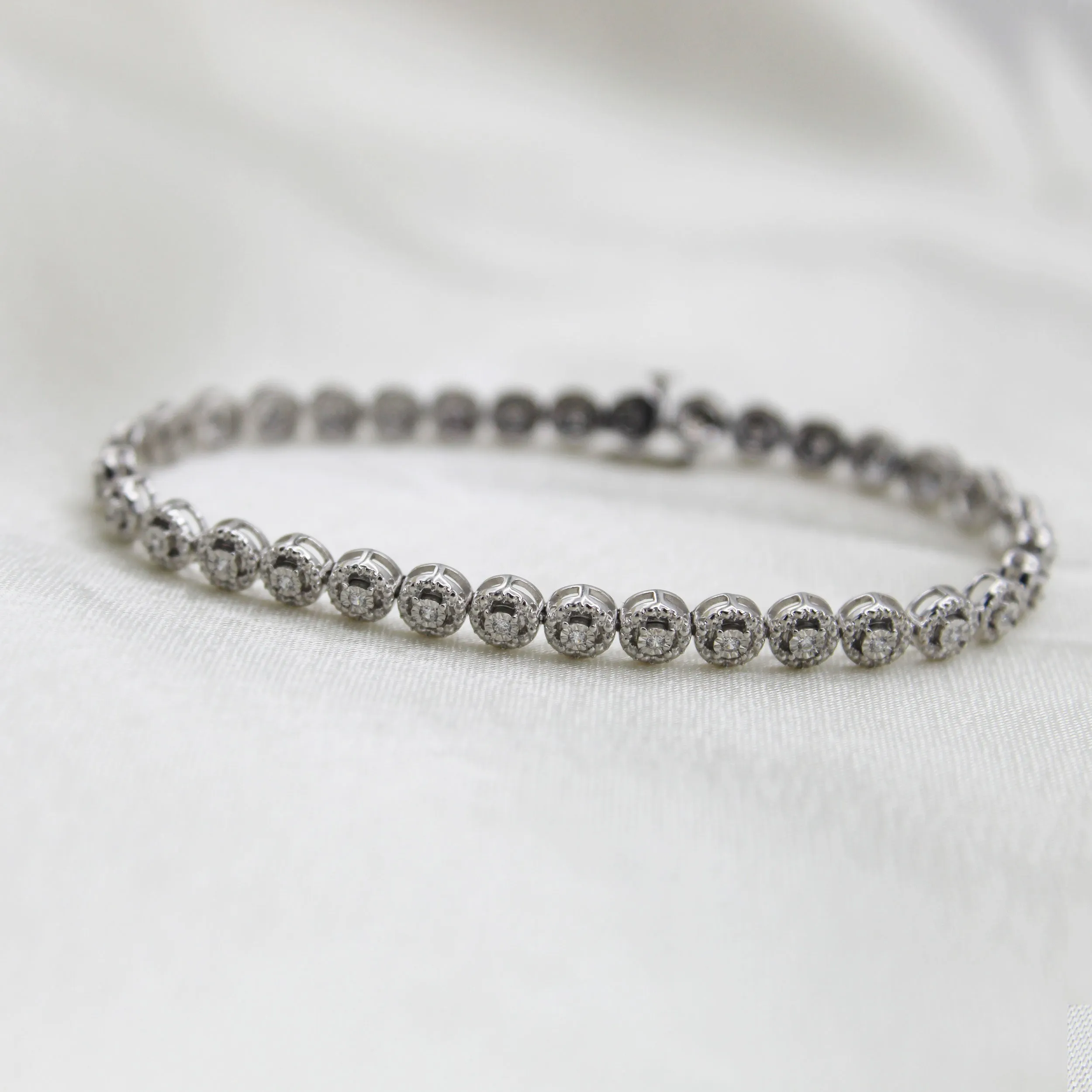 1/3 Cttw Natural Diamond Tennis Bracelet Set in 925 Sterling Silver