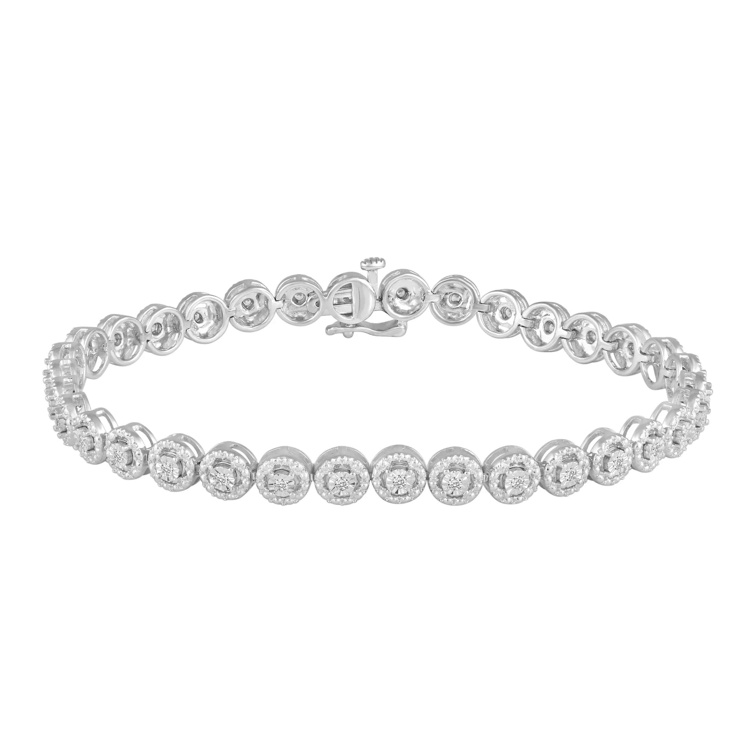 1/3 Cttw Natural Diamond Tennis Bracelet Set in 925 Sterling Silver