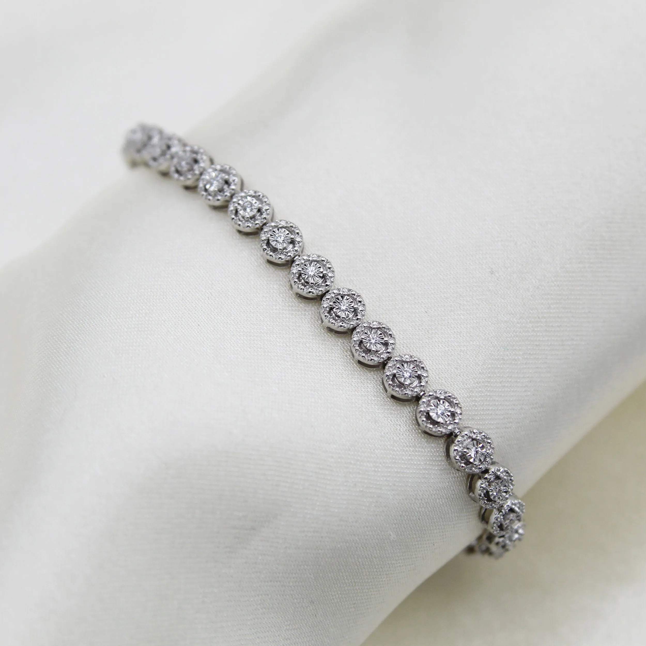 1/3 Cttw Natural Diamond Tennis Bracelet Set in 925 Sterling Silver