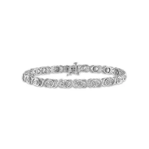 1/4 CTW Diamond Tennis XOXO 7-inch Bracelet in Sterling Silver