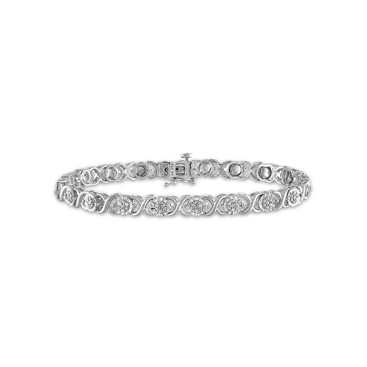 1/4 CTW Diamond Tennis XOXO 7-inch Bracelet in Sterling Silver