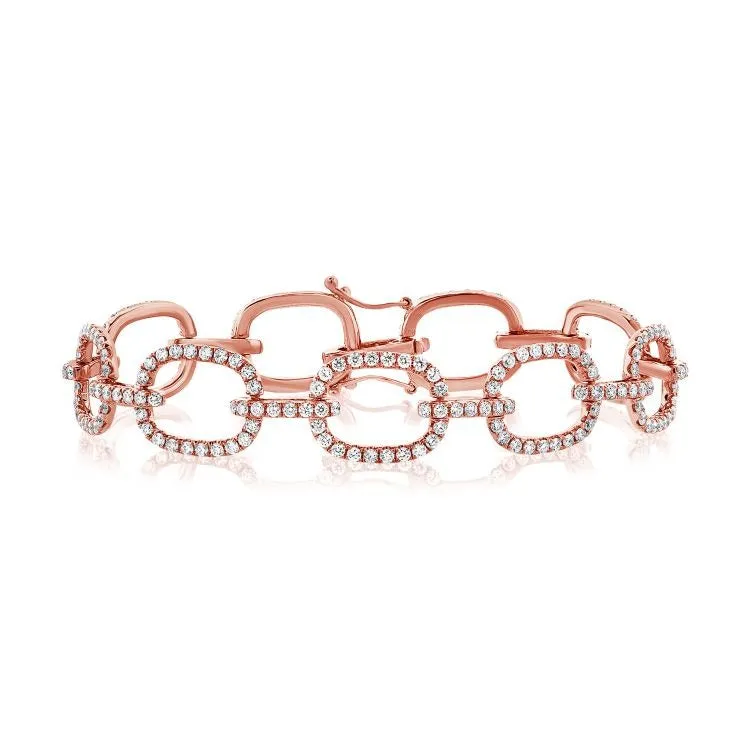 14k Gold 4.06Ct Diamond Link Bracelet with 253 Diamonds, Available in White, Rose and Yellow Gold