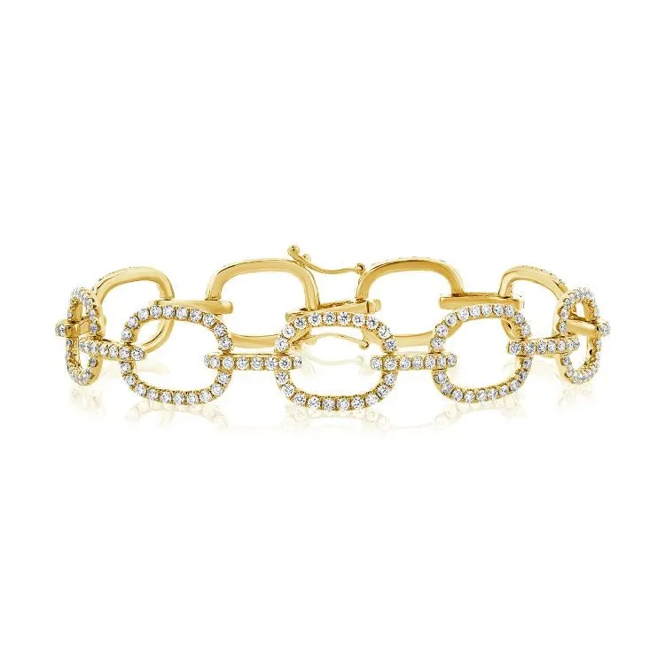 14k Gold 4.06Ct Diamond Link Bracelet with 253 Diamonds, Available in White, Rose and Yellow Gold