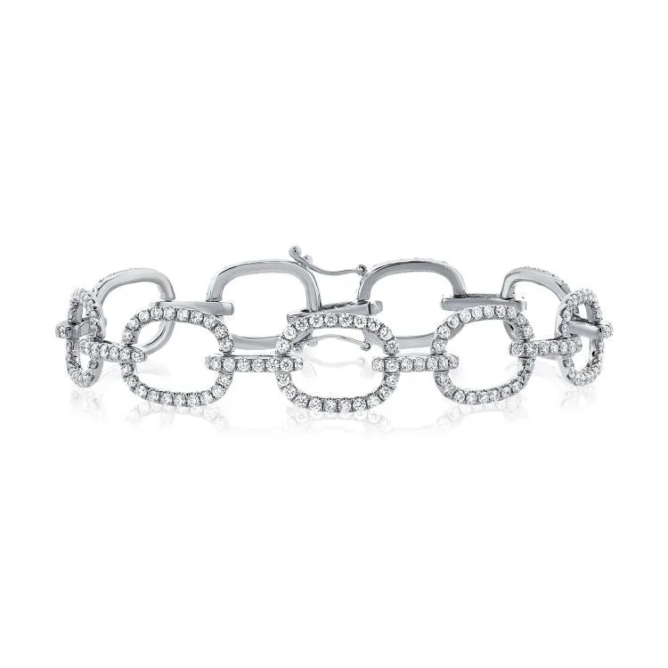 14k Gold 4.06Ct Diamond Link Bracelet with 253 Diamonds, Available in White, Rose and Yellow Gold