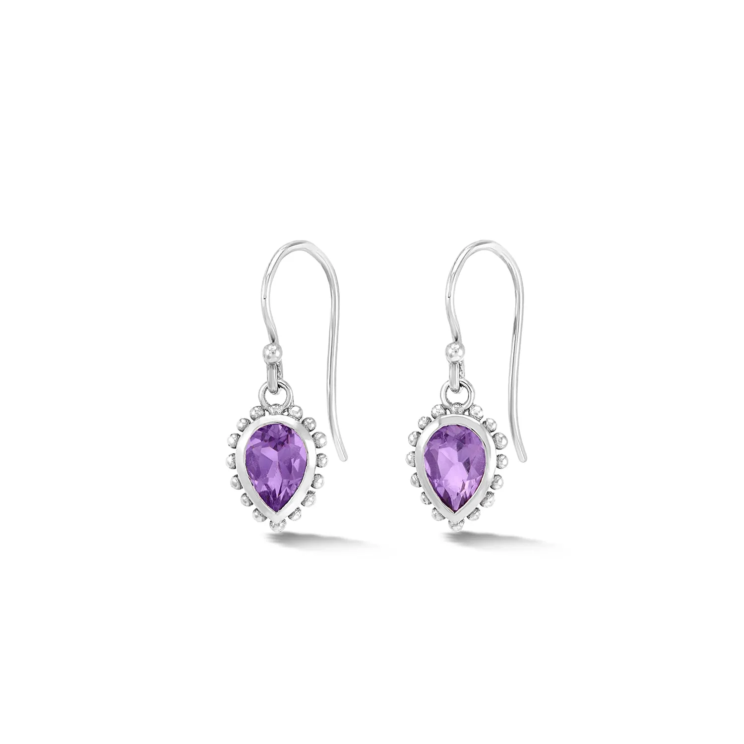 14k Gold Anemone Small Teardrop Earrings with Amethyst