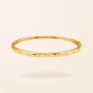 14K Gold Inlay Diamond Bangle
