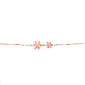 14K Rose Gold Diamond Double Flower Bracelet