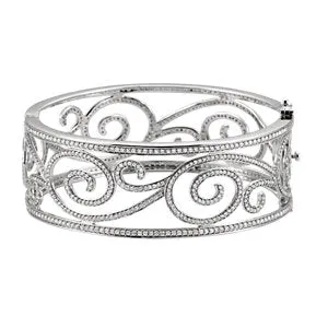 14K White 5 1/8 CTW Diamond Bangle Bracelet