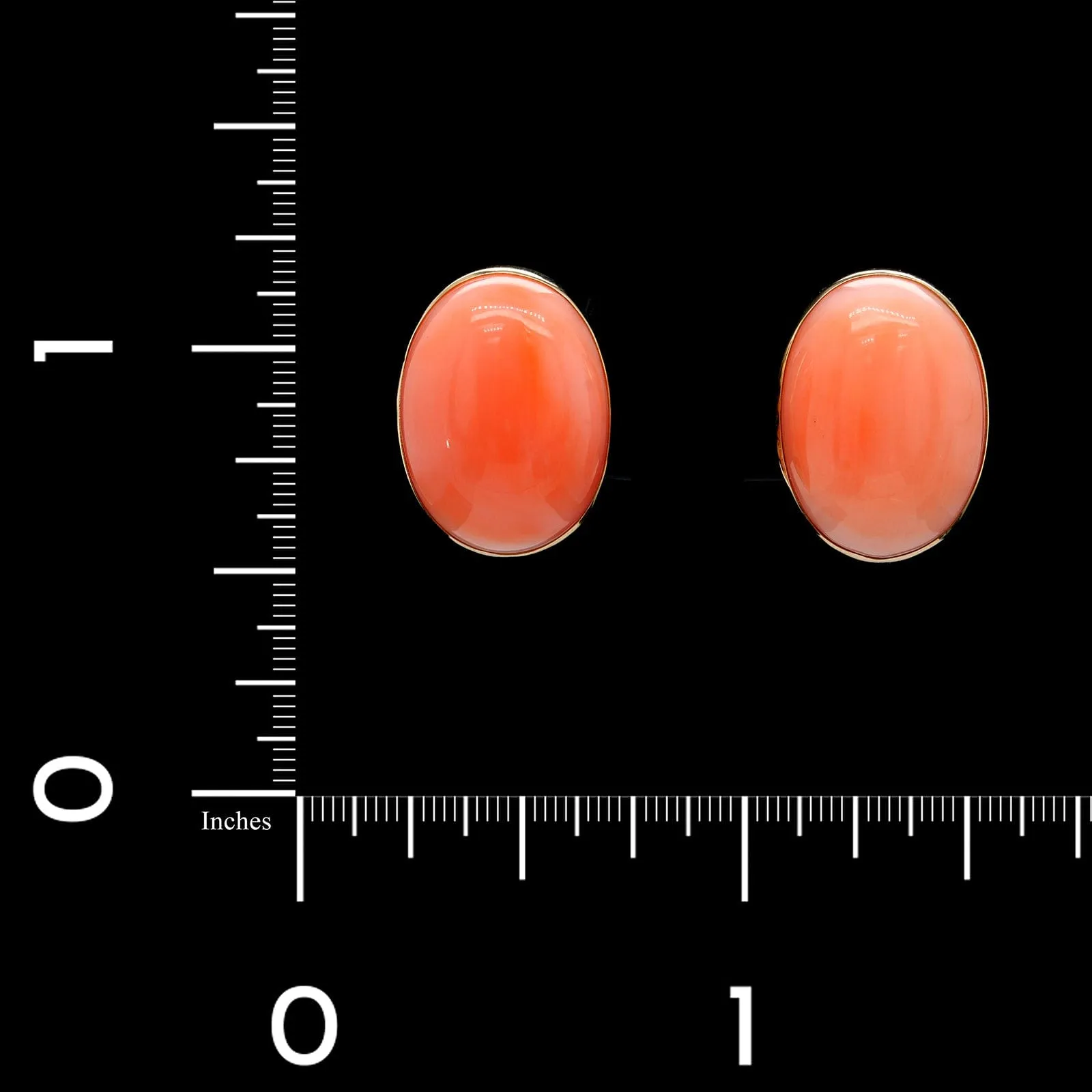 14K Yellow Gold Estate Pink Coral Earrings