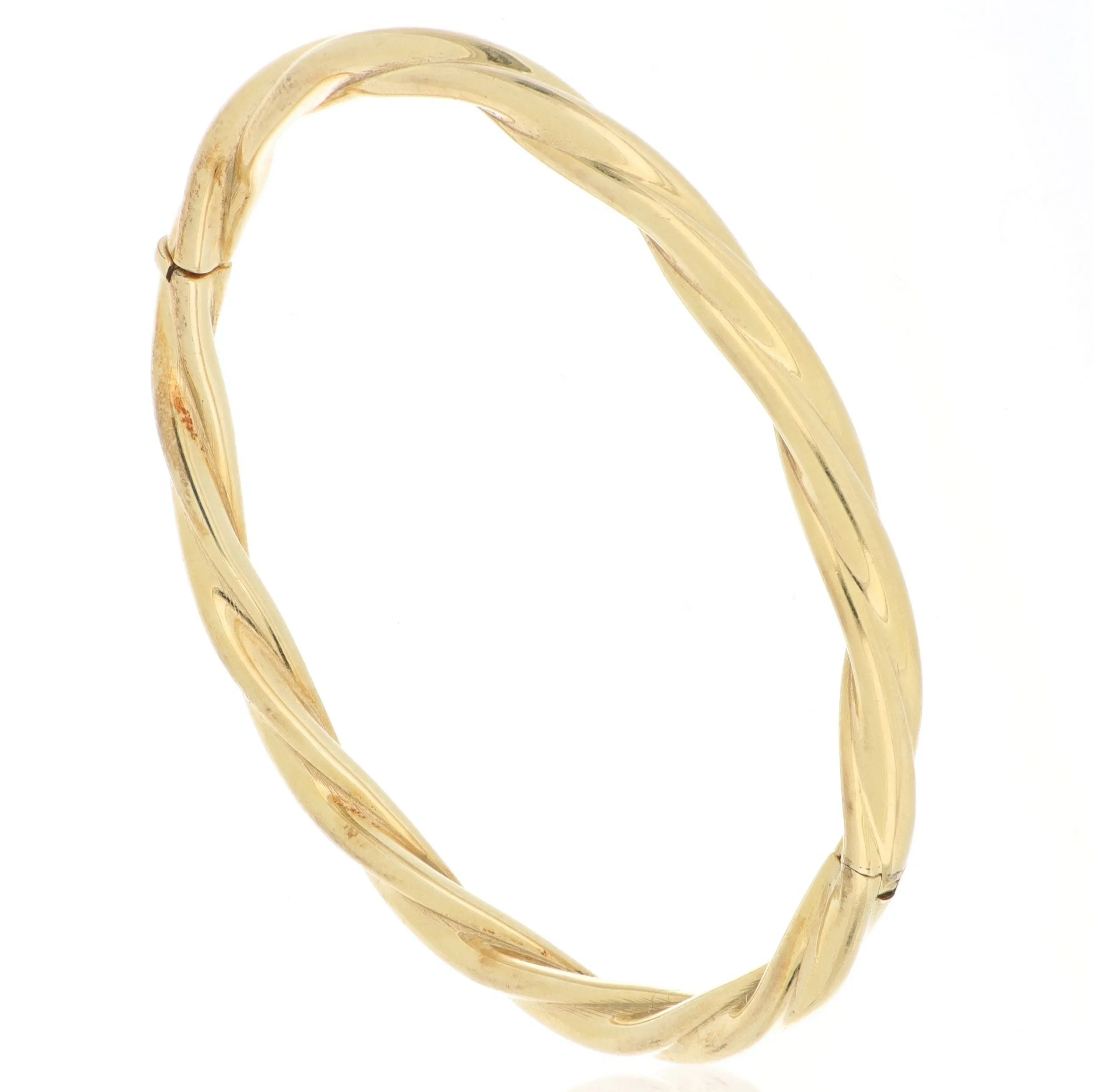 14k Yellow Gold Twisted Hinged Bangle