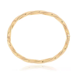 14k Yellow Gold Twisted Hinged Bangle