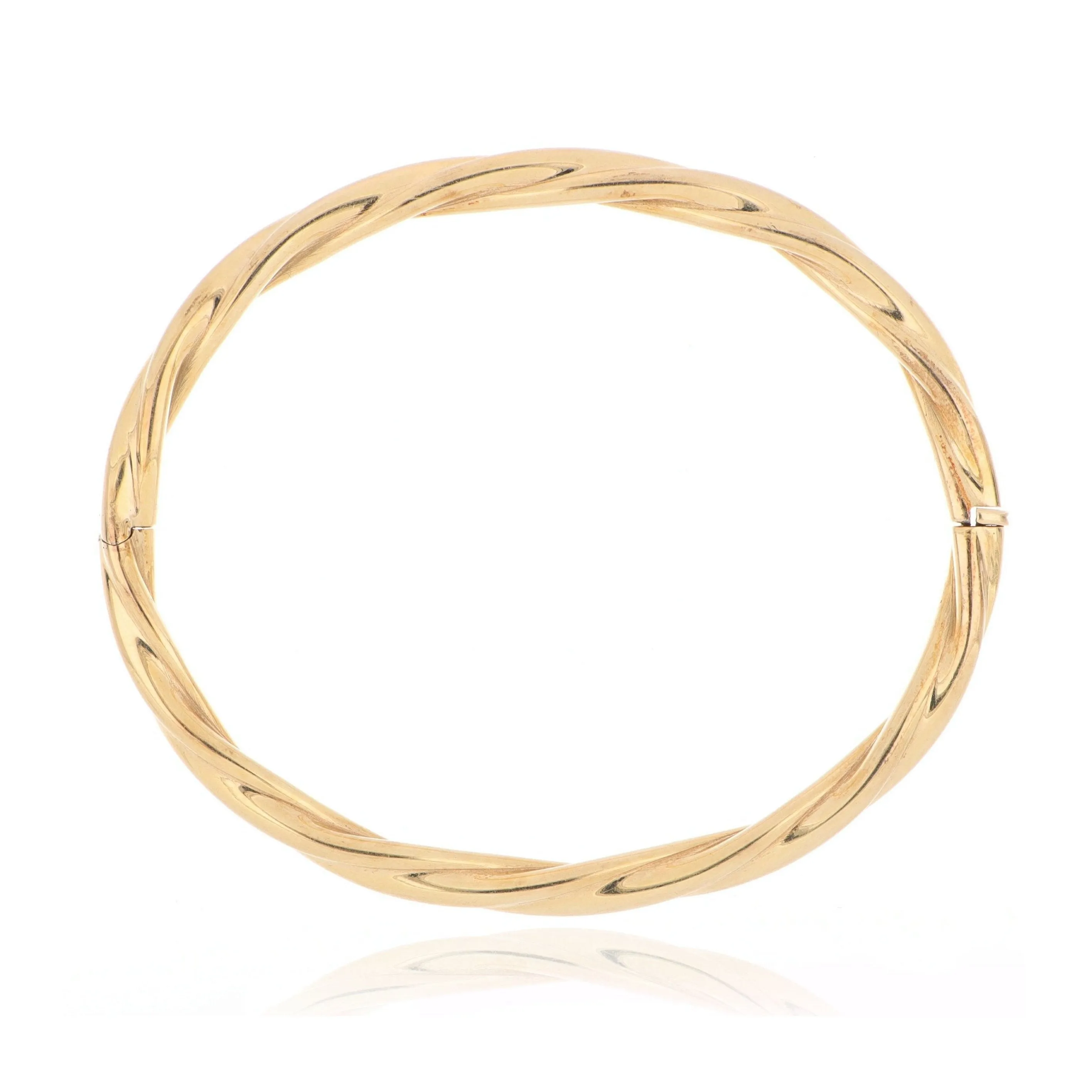 14k Yellow Gold Twisted Hinged Bangle