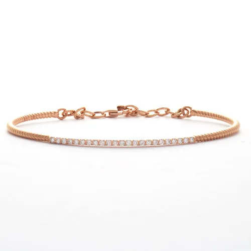 14KR 0.35CTW DIAMOND ADJUSTABLE BANGLE