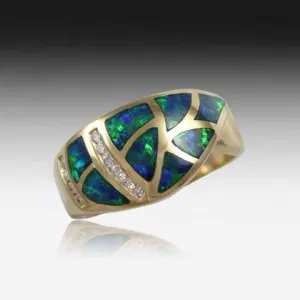 14kt Yellow Gold Opal and Diamond ring