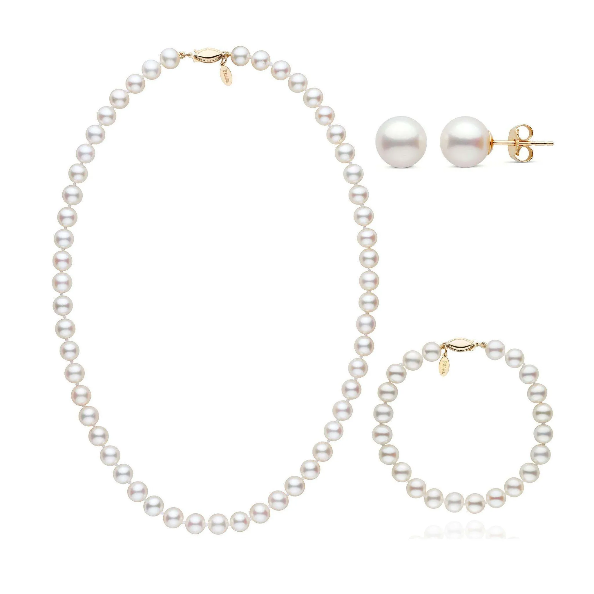 18 Inch 3 Piece 7.5-8.0 mm White Freshadama Freshwater Pearl Set