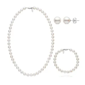 18 Inch 3 Piece 7.5-8.0 mm White Freshadama Freshwater Pearl Set
