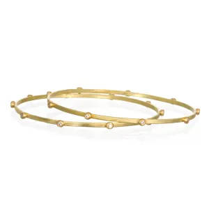 18 Karat Gold Diamond Granulation Bead Bangle - sold individually