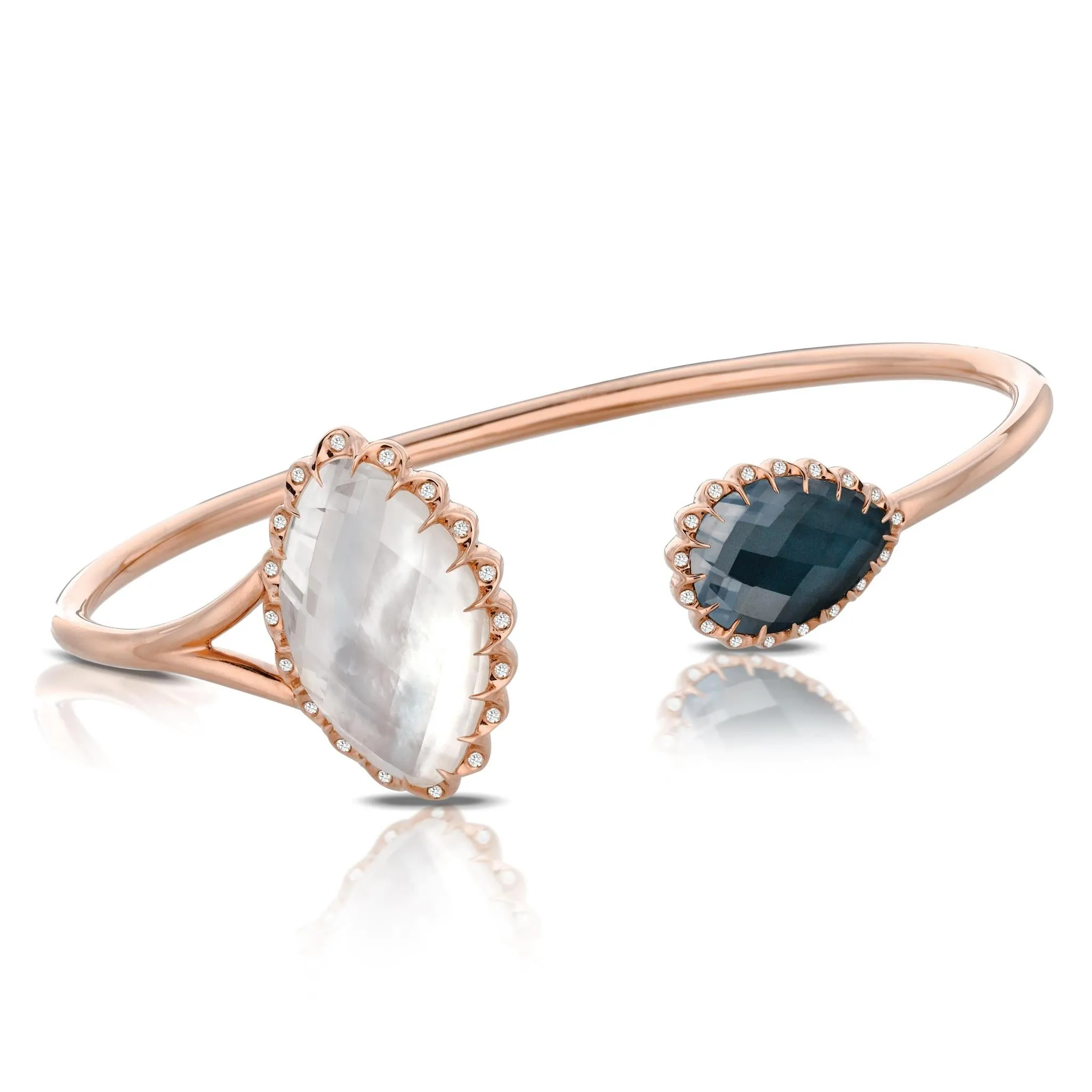 18K Rose Gold Colored Stone Bangle Bracelet