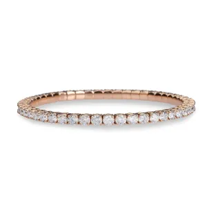 18K Stretch Round Diamond Tennis Bracelet, 6.0 Carats, Lab Grown