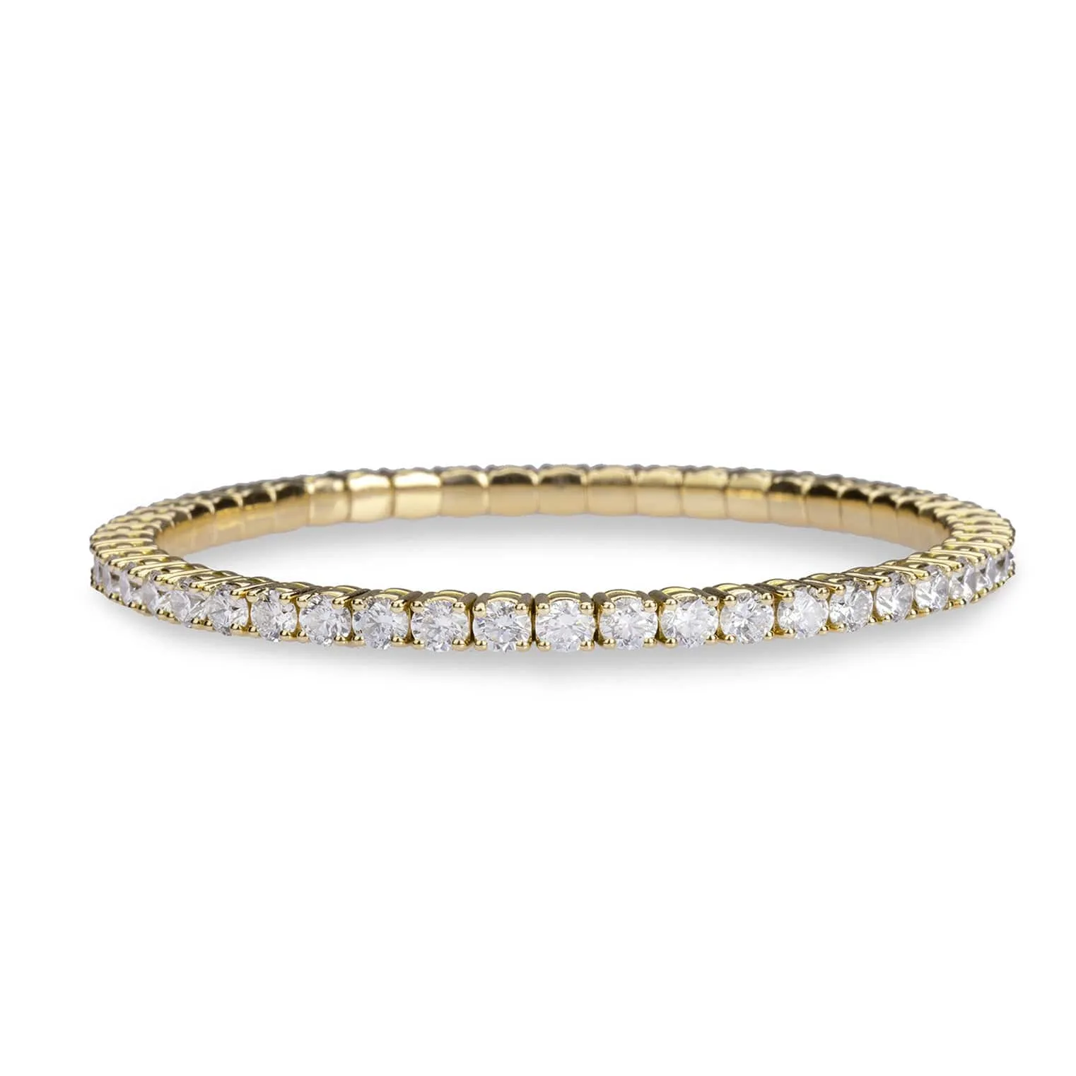 18K Stretch Round Diamond Tennis Bracelet, 6.0 Carats, Lab Grown