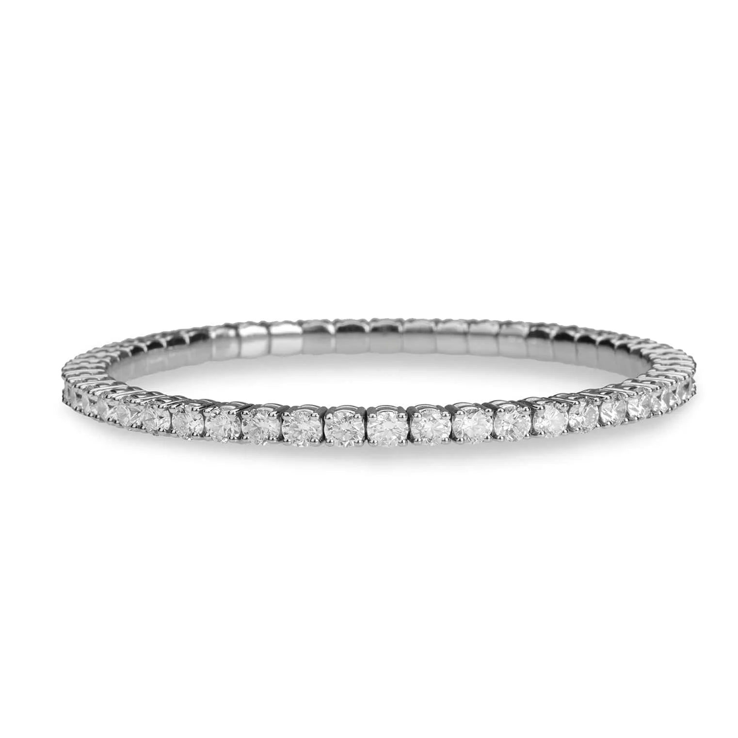 18K Stretch Round Diamond Tennis Bracelet, 6.0 Carats, Lab Grown