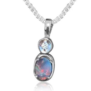 18kt White Gold Opal and diamond pendant