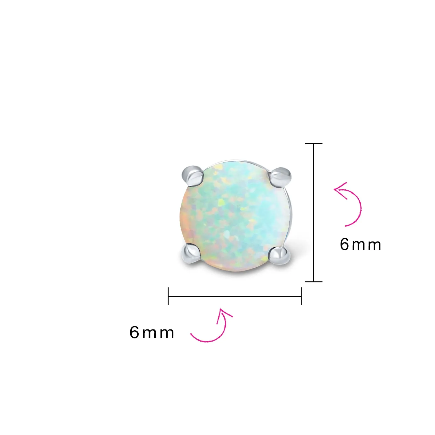 1CT Lab Created Fire Opal Round Solitaire Stud Earrings Sterling Silver 6MM