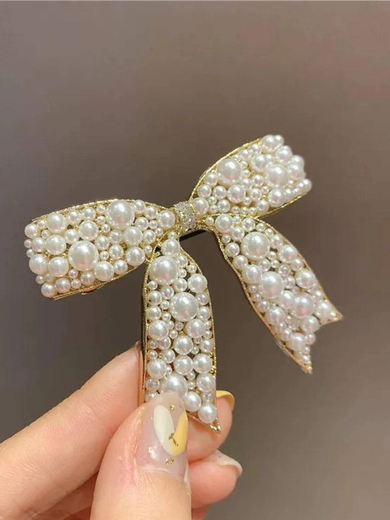 1pc Beautiful Elegant Pearl Bow Hair Clip for Women Barrette Styling Hair