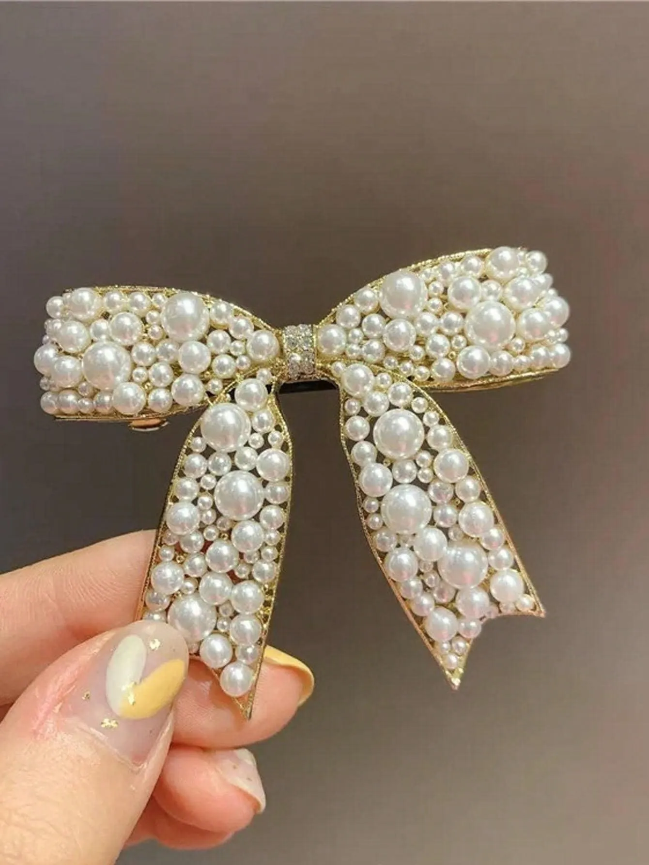1pc Beautiful Elegant Pearl Bow Hair Clip for Women Barrette Styling Hair