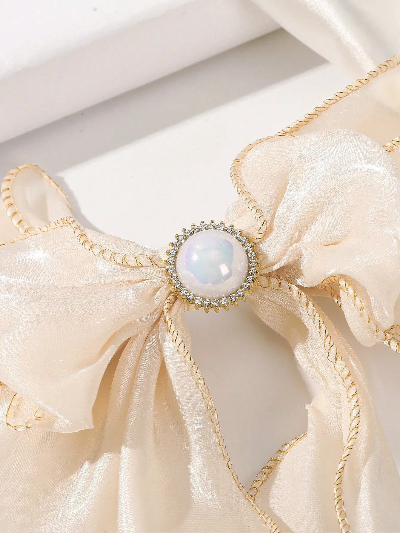 1pc Pearl & Bow Decor Large French Clip for Women Barrette Styling Hair