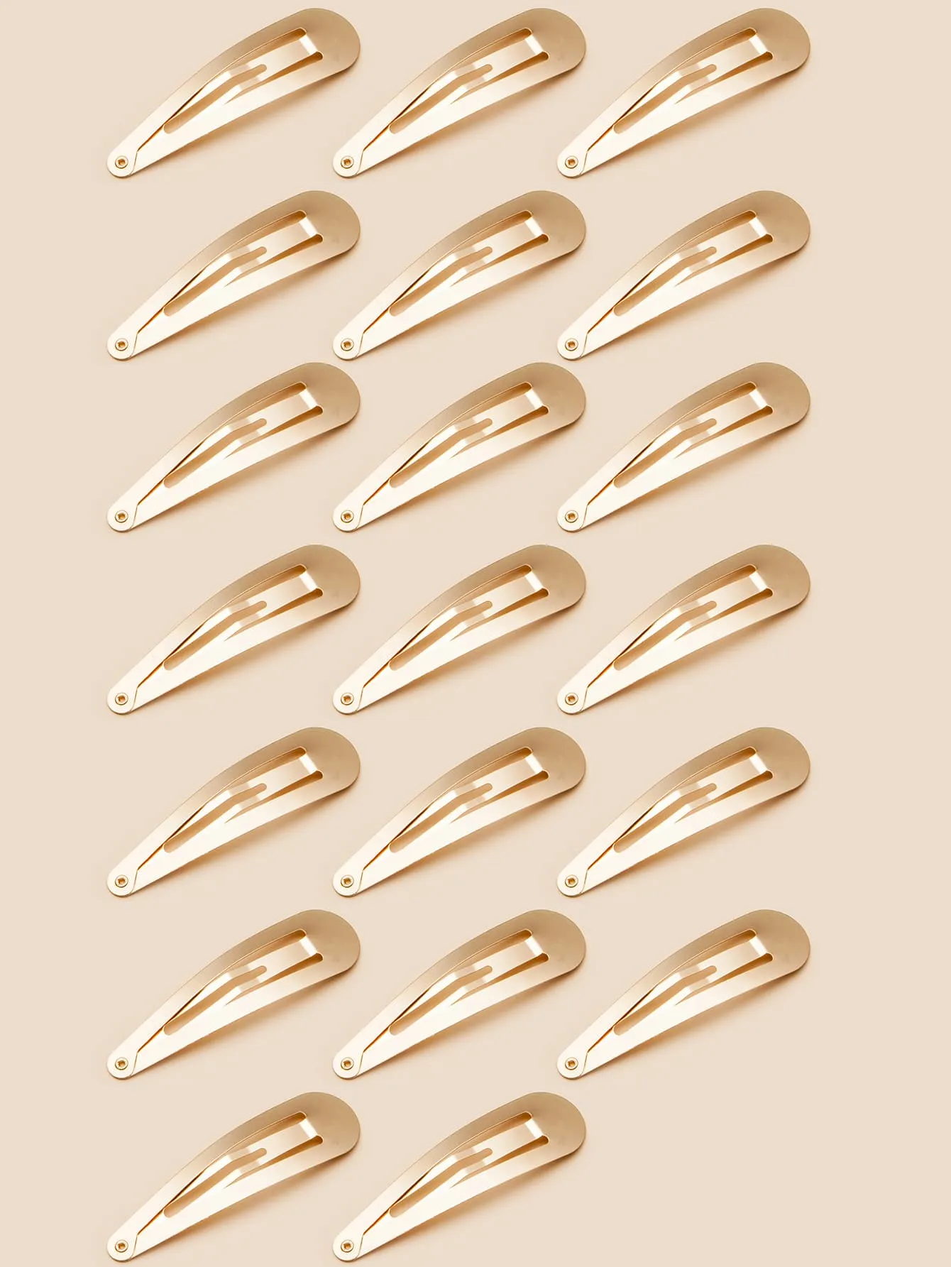 20pcs Water-Drop Shaped Gold-tone Snap Clip for Women Barrette Styling Hair