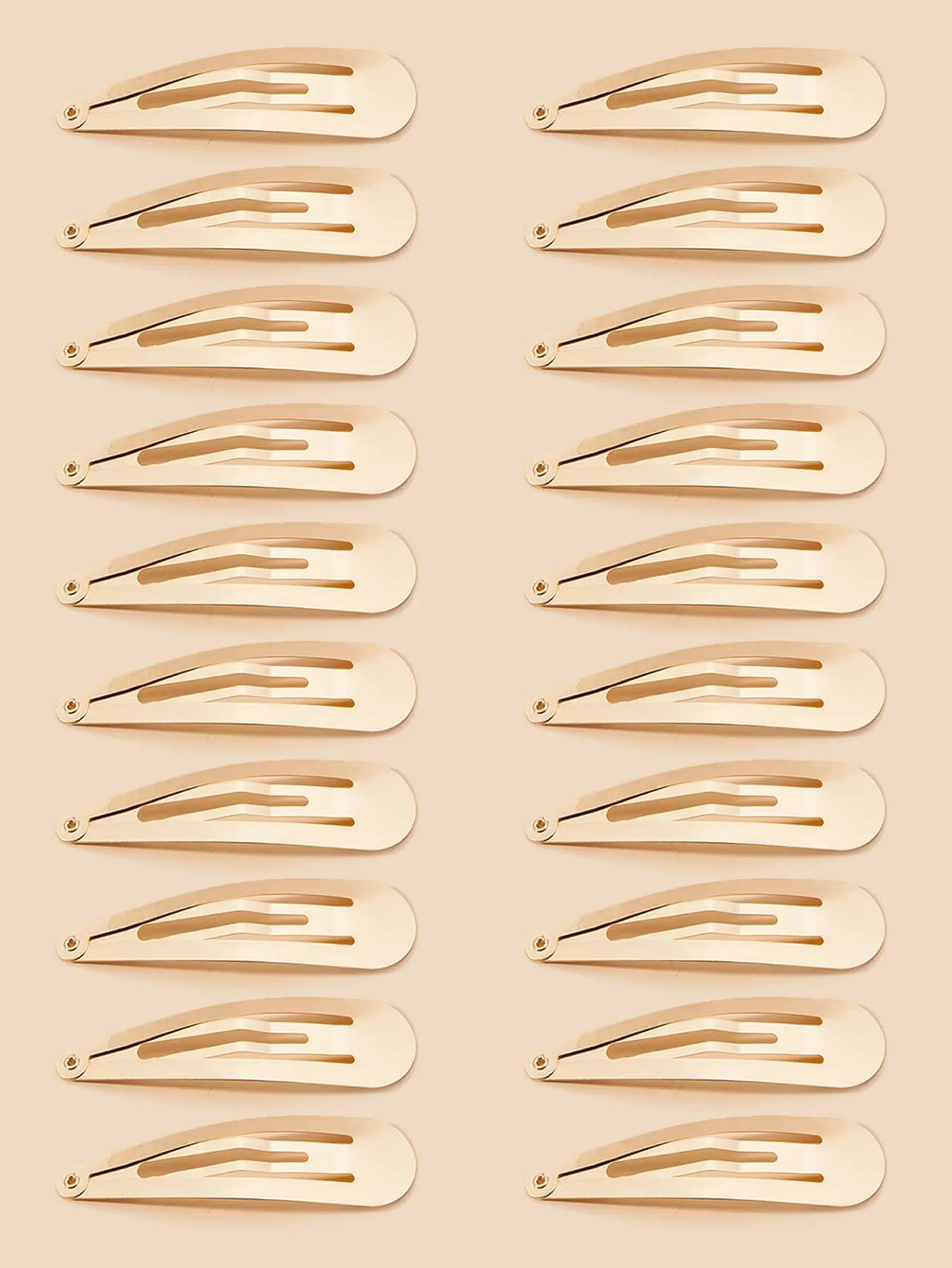 20pcs Water-Drop Shaped Gold-tone Snap Clip for Women Barrette Styling Hair