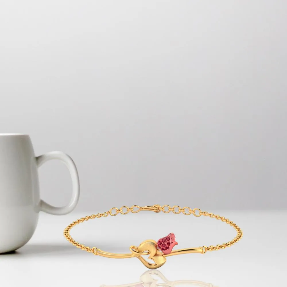 22k Gold Bracelet With A Tulip Flower Design