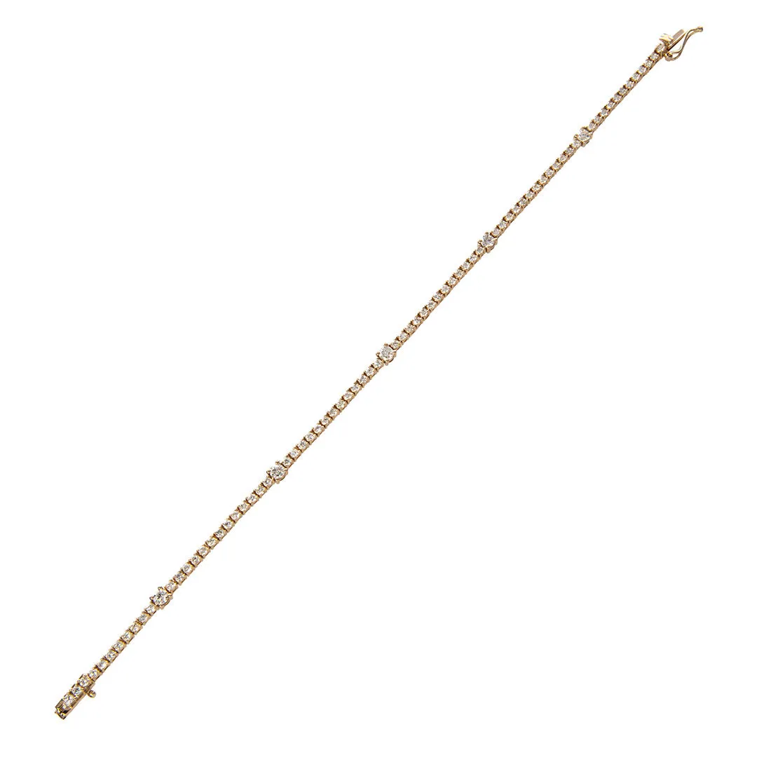 2ctw Diamond Station 14K Yellow Gold Tennis Bracelet