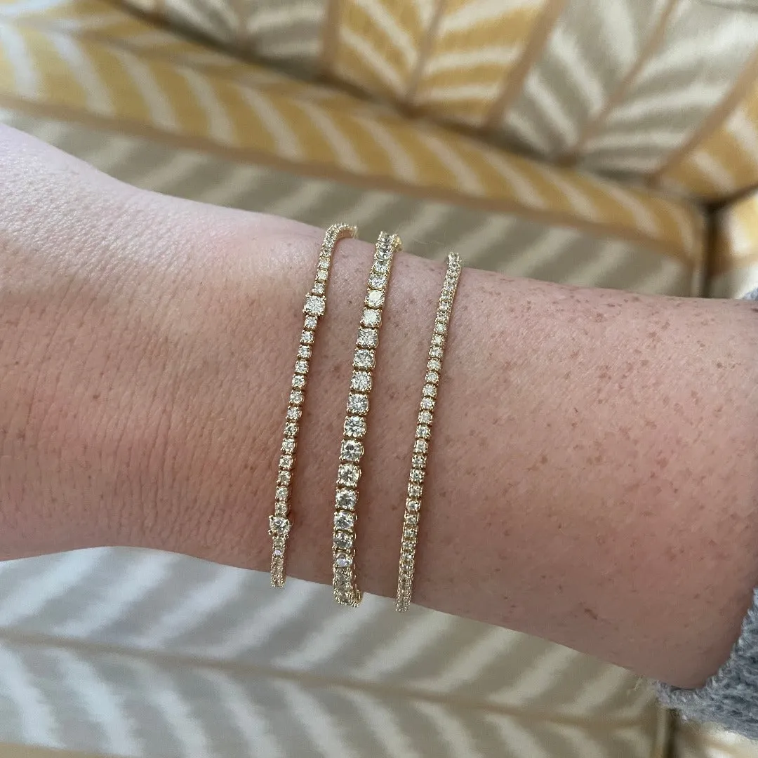 2ctw Diamond Station 14K Yellow Gold Tennis Bracelet