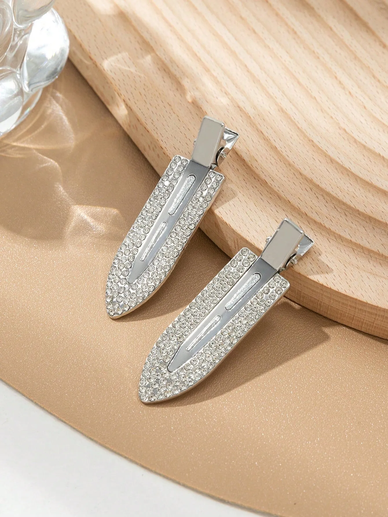 2pcs Rhinestone Non-Slip Hair Clips for Women Barrette Styling Hair Accessories
