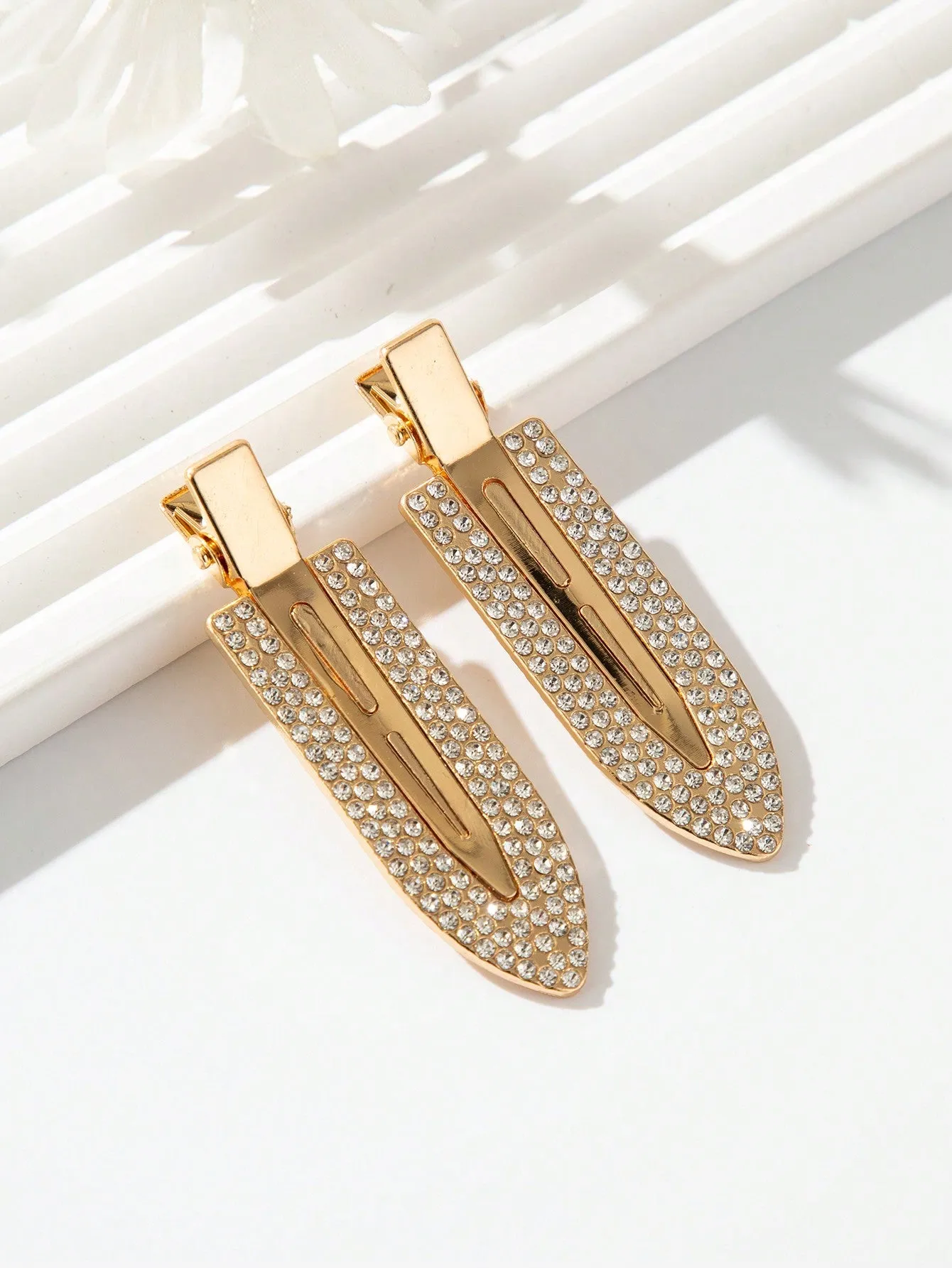2pcs Rhinestone Non-Slip Hair Clips for Women Barrette Styling Hair Accessories