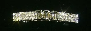 3 Row Rhinestone and Octagon Crystal Barrette - #6446