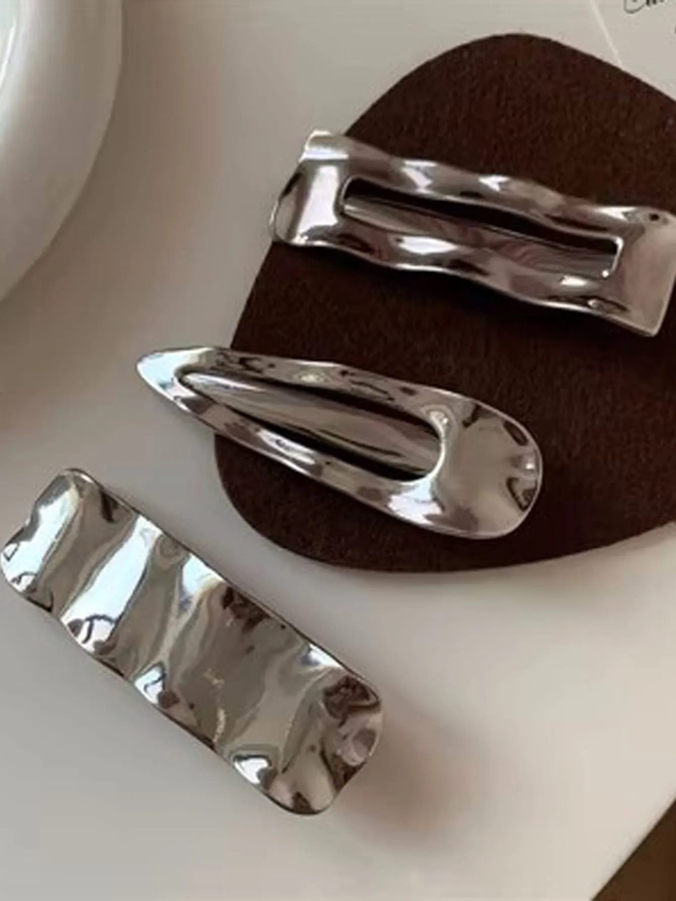 3pcs Unique Cutout Geometric Metal Hair Clip Set for Women Barrette Styling Hair