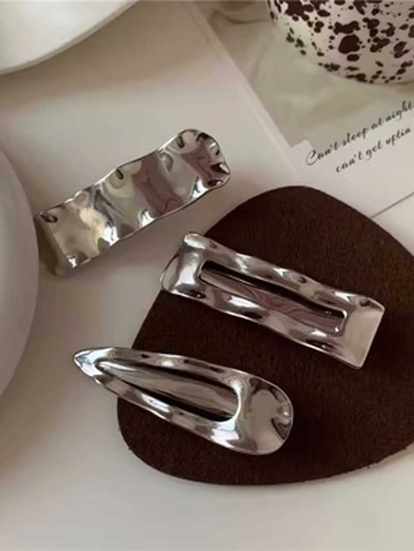 3pcs Unique Cutout Geometric Metal Hair Clip Set for Women Barrette Styling Hair