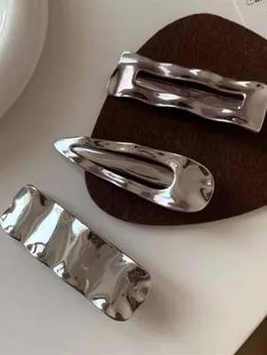 3pcs Unique Cutout Geometric Metal Hair Clip Set for Women Barrette Styling Hair