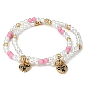 4mm Gold Pearl Stretch Bead Bracelet Set
