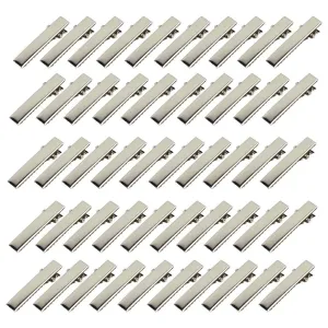 50 Pcs Silver Flat Metal Single Prong Alligator Hair Clips Barrette For Bows DIY Accessories Hairpins