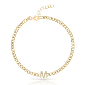 5mm Diamond Initial Cuban Link Anklet