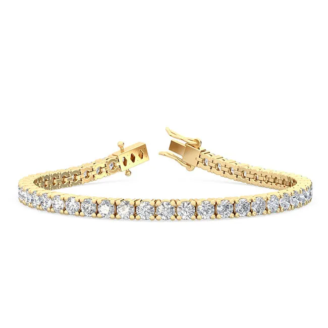7.03ctw Round Brilliant Cut Lab-Grown Diamond Tennis Bracelet in 14k Gold
